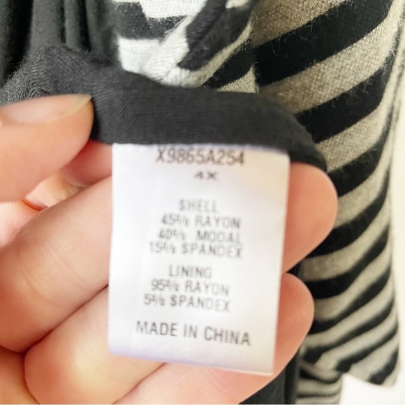 Tart Collections Women 4X Black Gray Striped Cardigan - Picture 2 of 4